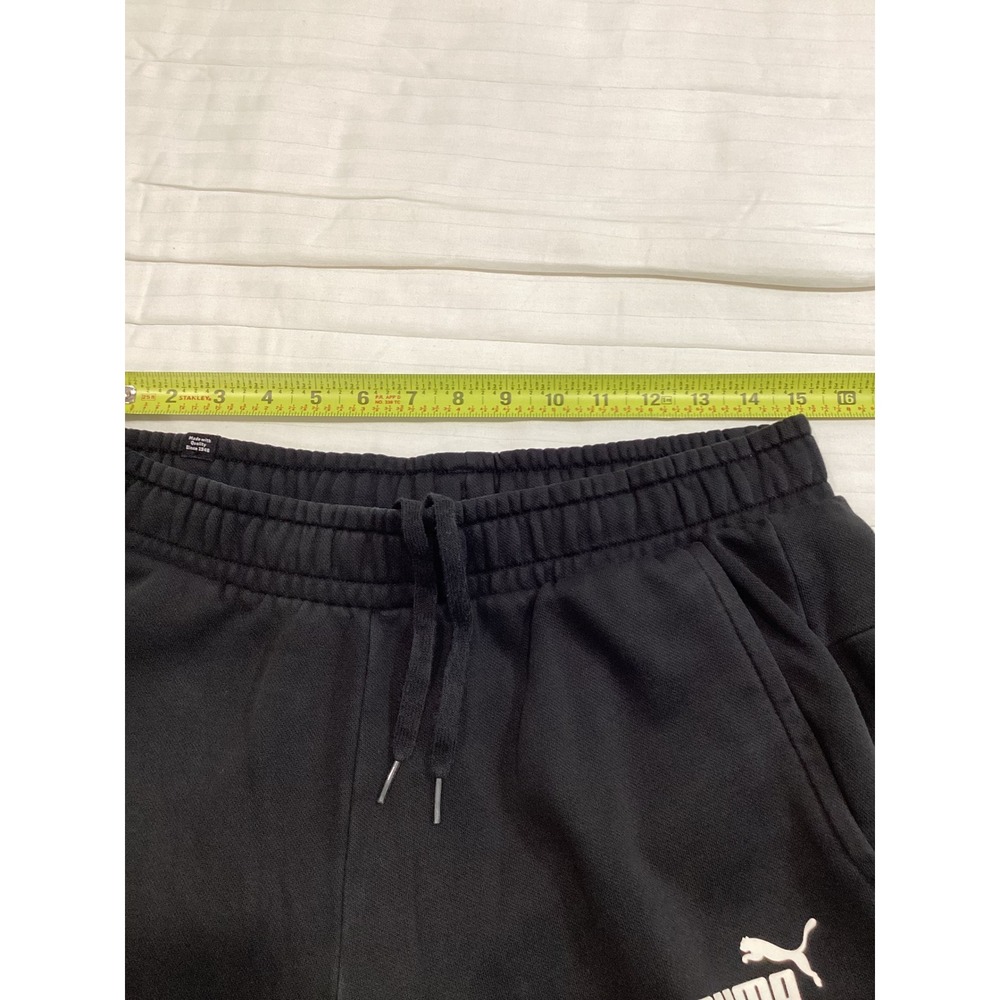 Puma Mens Fleece Jogger Sweatpants Black White Logo Size Large Drawstring Pants - Picture 7 of 8